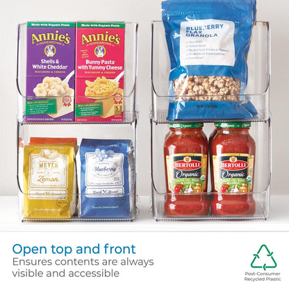 iDesign Linus Stacking Organizer Bins for Kitchen, Pantry, Office, Bathroom, Extra Large-Clear