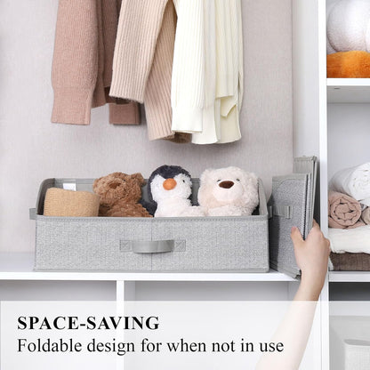 WUIKE Closet Organizers and Storage, Trapezoid Storage Bins, Fabric Closet Bins with Handles, Foldable Storage Baskets for Clothes, Purse, Blanket, Herringbone Gray, Extra Large