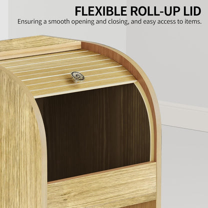 Movable Potato and Onion Storage Box with Wheels,Wooden Vegetable Storage Box,Food Storage Room with Grocery Area,Sliding Design,Modern Farmhouse Style，Suitable for Kitchen (potato bin-Walnut-02)