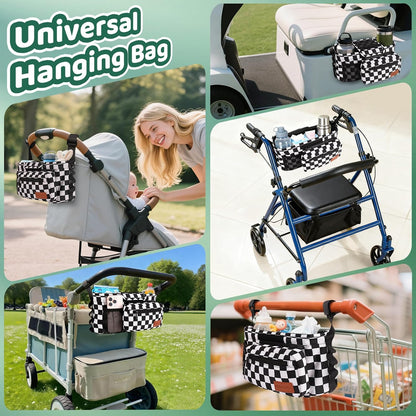 Guiseapue Universal Stroller Organizer with Cup Holder: Baby Essentials, Stroller Caddy Accessories with Detachable Phone Bag, Non-Slip Straps, Fits for Uppababy, Baby Jogger, New Moms Baby Gifts