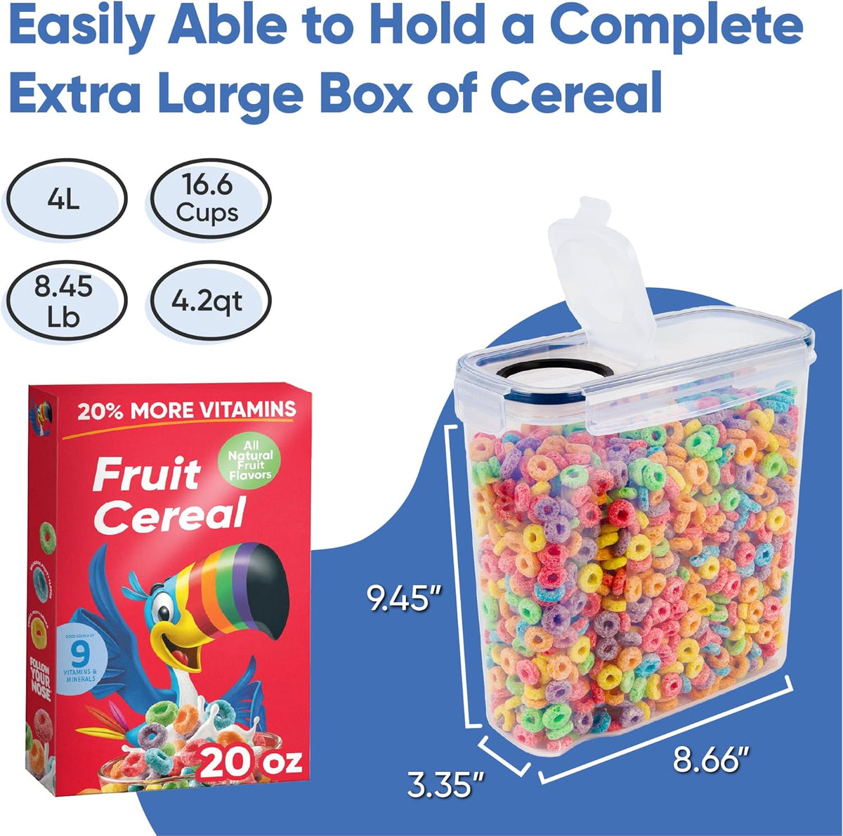 Set of Storage Box - Lunch Box, 8 Labels, Set of Spoons and Marker, Flour Box - BPA-Free Plastic Box (4 L) - Chef's Path (4)