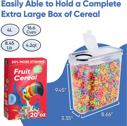 Set of Storage Box - Lunch Box, 8 Labels, Set of Spoons and Marker, Flour Box - BPA-Free Plastic Box (4 L) - Chef's Path (4)