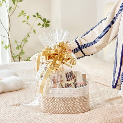 R RUNKA Small Cotton Rope Basket – Storage Bin for Organizing (10.6" x 6.7" x 6.7"), Bathroom Storage Basket for Shelf, Counter & Closet（Beige）