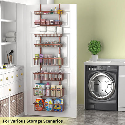 Moforoco White Over The Door Pantry Organizer, Pantry Organization and Storage, Metal Hanging Spice Rack Shelves Door, Seasoning Shelves, Laundry Room Organization, House and Kitchen Essentials