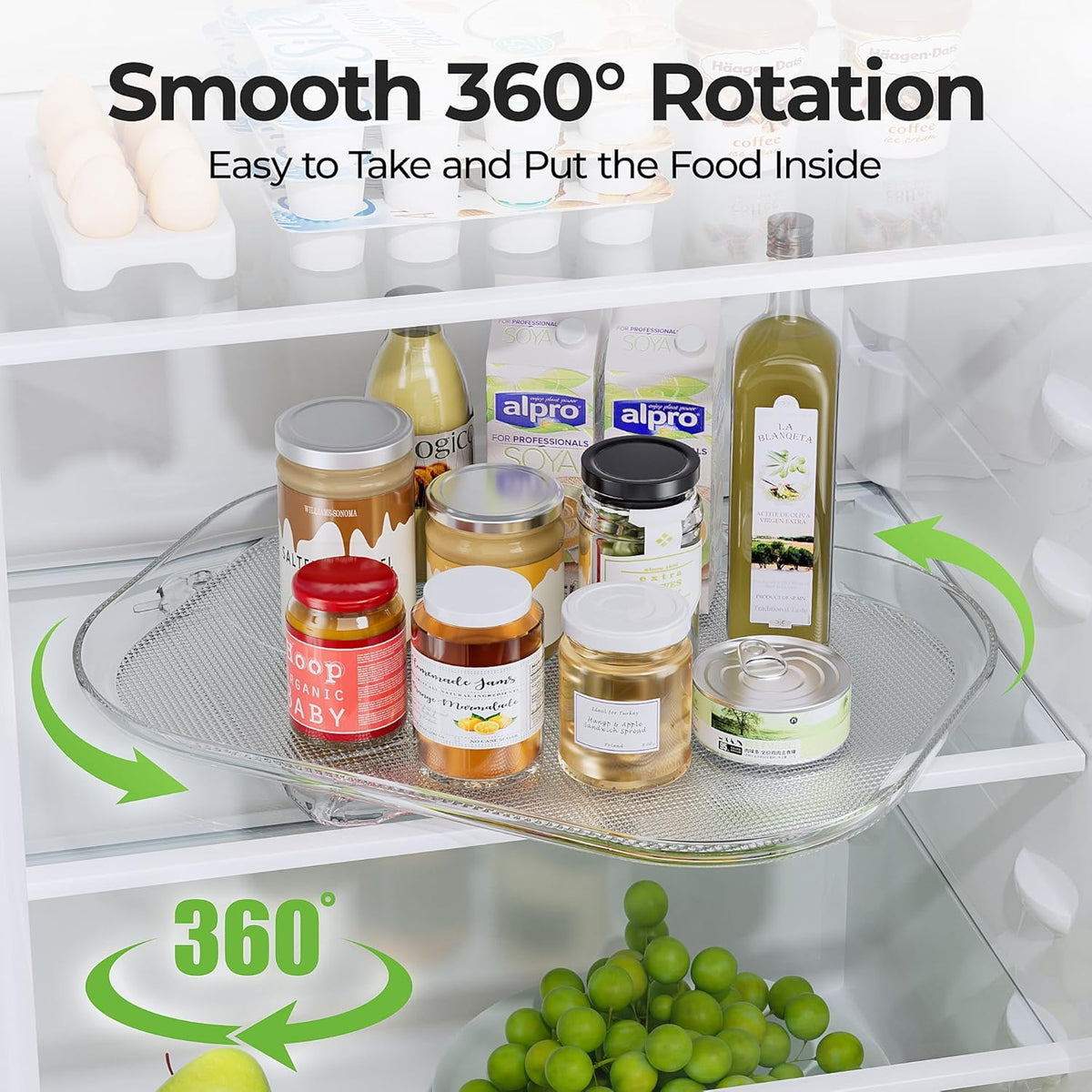 LAMU Lazy Susan Organizer 14.56''x11'' for Refrigerator Organizers and Storage Fridge Organization, Turntable Condiment Organizer for Kitchen, Table Top, Cabinet, Pantry, Countertop