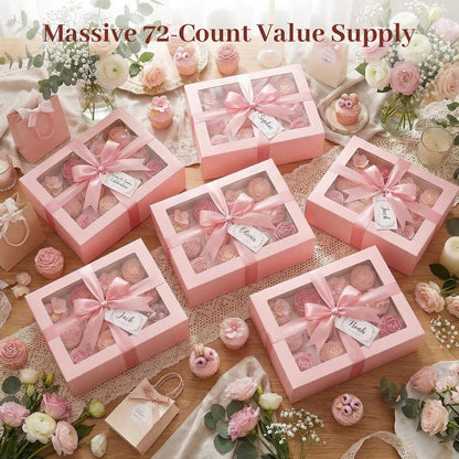 VGOODALL 12 Count Cupcake Boxes, 6PCS Cupcake Container with Window Boxes Holding 72 Pastry Box for Birthday Holiday Party Bakery Supplies 13.2"x9.8"x4"