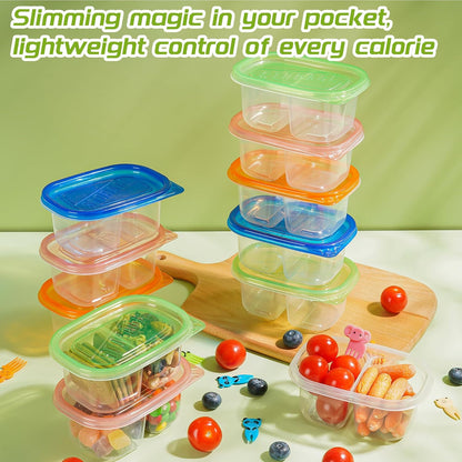 ALFEVA Reusable Snack Containers with Lids Portion control, Camping Essentials,Meal Prep Containers for Kids adults On the Go Meals, 10 Forks, Snack Pack Containers for Travel