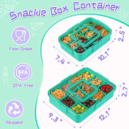 Xyptorix Snack Box Container for Kids - Adjustable 12-Compartment Snack Containers, Reusable Bento Box, Dishwasher Safe, BPA-Free, Perfect for School, Travel, Camping & Picnic, Ivory White