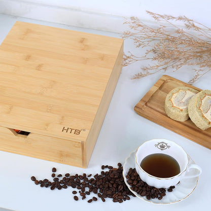 HTB K Cup Holder Compatible with K Cups,Coffee Pod Holder Holds Up 30 Cups,K Cup Organizer Storage Drawer (Wood-b)