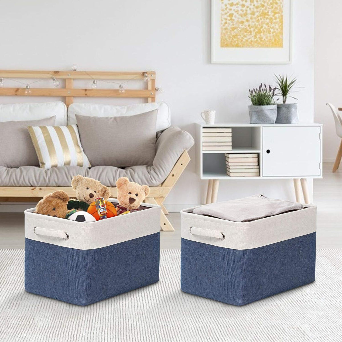 Foldable Storage Bin Collapsible Basket 12" x 10" x 9.5" Cube Storage Organizer Bins with Dual Carry Handles for Home Closet Shelves Drawers Organizer, Set of 3, Grey