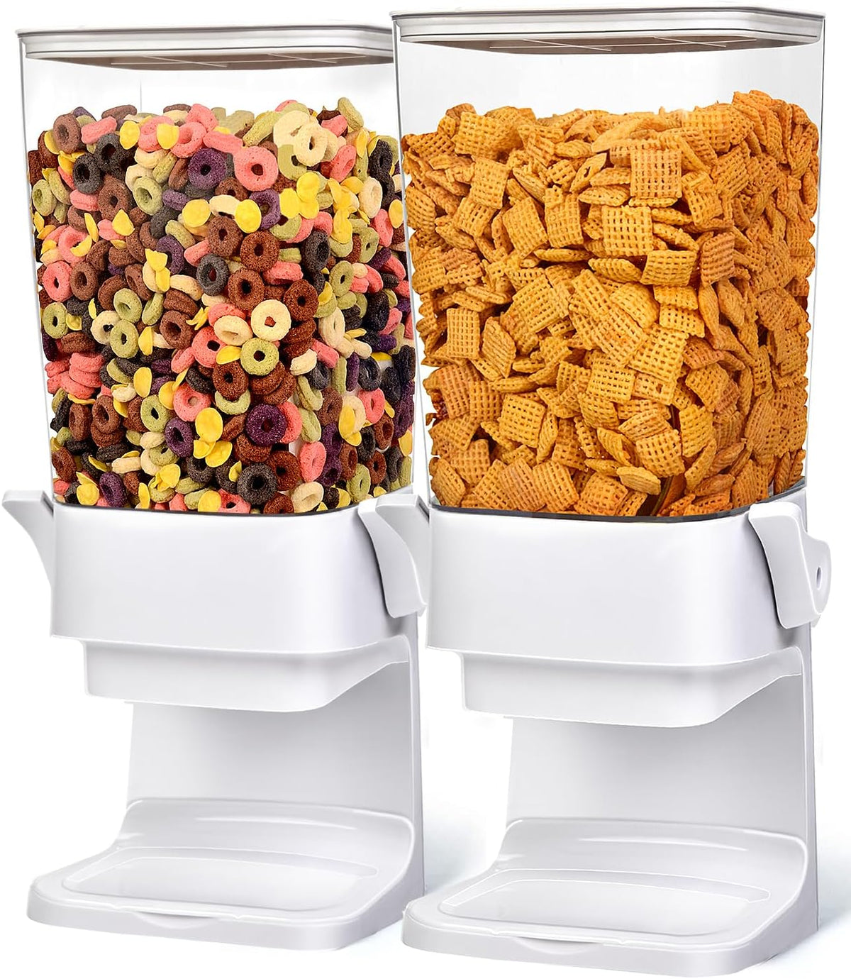 Cereal Dispenser Countertop,5.5L Cereal Containers Storage Dispenser for Pantry,Dry Food Storage Rice Containers,Candy Dispenser,Snack Organizer Machine for Grains, Nuts,Oatmeal, Pet Food White