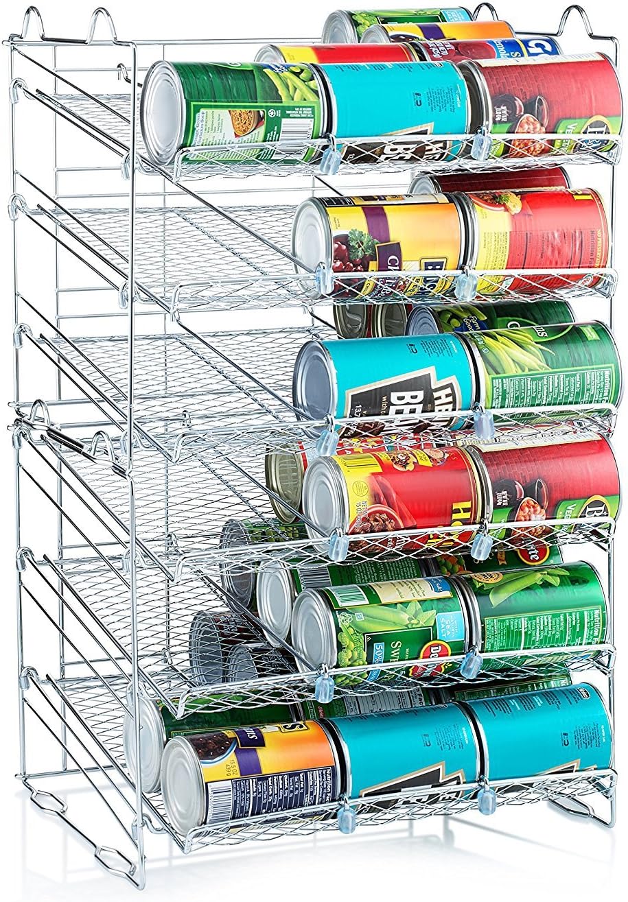Sagler Stackable Pantry Can Organizer - 3-Tier Soda Can Organizer - Multifunctional Chrome-Finish Can Rack Organizer for Up to 36 Cans - For Pantry, Kitchen Cabinet, Countertop, Under Sink - 17x13x13