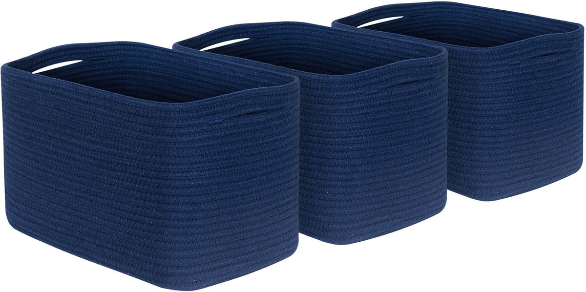 MINTWOOD Design 3-Pack Decorative Woven Storage Baskets for Shelves, Cube Bin Box for Organizing Books, Shoes, Dog Toys, Pantry Closet and Living Room Organizer, Oatmeal Brown