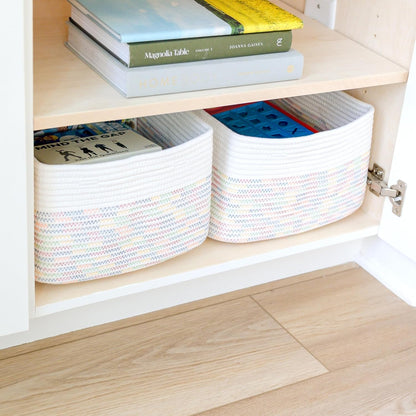NaturalCozy Storage Baskets 16.8”x13”x7.6” Cotton Rope Woven Baskets for Organizing 3-Pack | Toy Storage Bins | Basket for Shelves, Laundry, Blanket, Clothes, Closet, Kitchen, Bathroom, Gifts