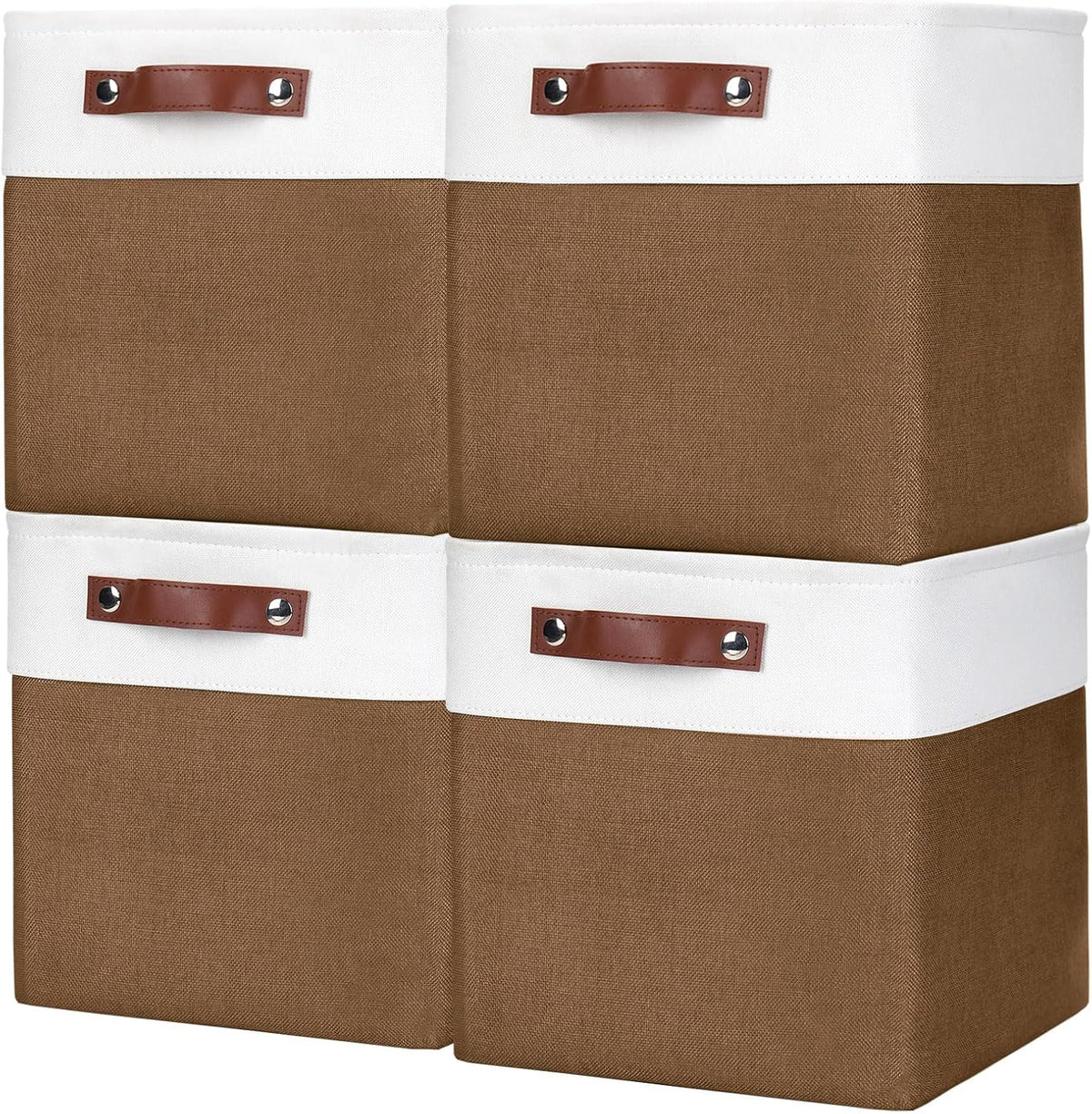 Bagnizer Large Fabric Storage Baskets | 50L Storage Bins, Decorative Linen Closet Baskets with Handles for Organizing, Shelf, Toys, Clothes, Home, Office, Nursery, 17x12x15Inches (Grey&White)