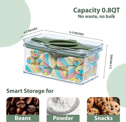 4-Pack Small Pantry Containers, 0.8 QT/0.76 L Clear SAN Food Storage Canisters with Twist-Lock Lids, Stackable for Sugar, Tea Bags, Seasoning, Nuts, Snacks(Sand)