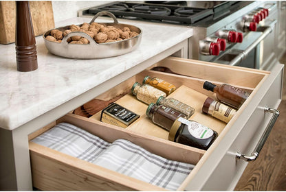 Rev-A-Shelf 36" 3 Tiered Seasoning Organizer, Trim-to-Custom-Fit Wooden Kitchen Draw and Cabinet Home Storage Insert, Pull Out Spice Rack, Maple, 4SDI-36-1
