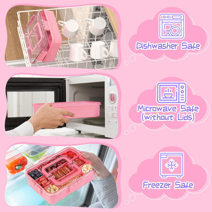 Xyptorix Snack Box Container for Kids - Adjustable 12-Compartment Snack Containers, Reusable Bento Box, Dishwasher Safe, BPA-Free, Perfect for School, Travel, Camping & Picnic, Ivory White