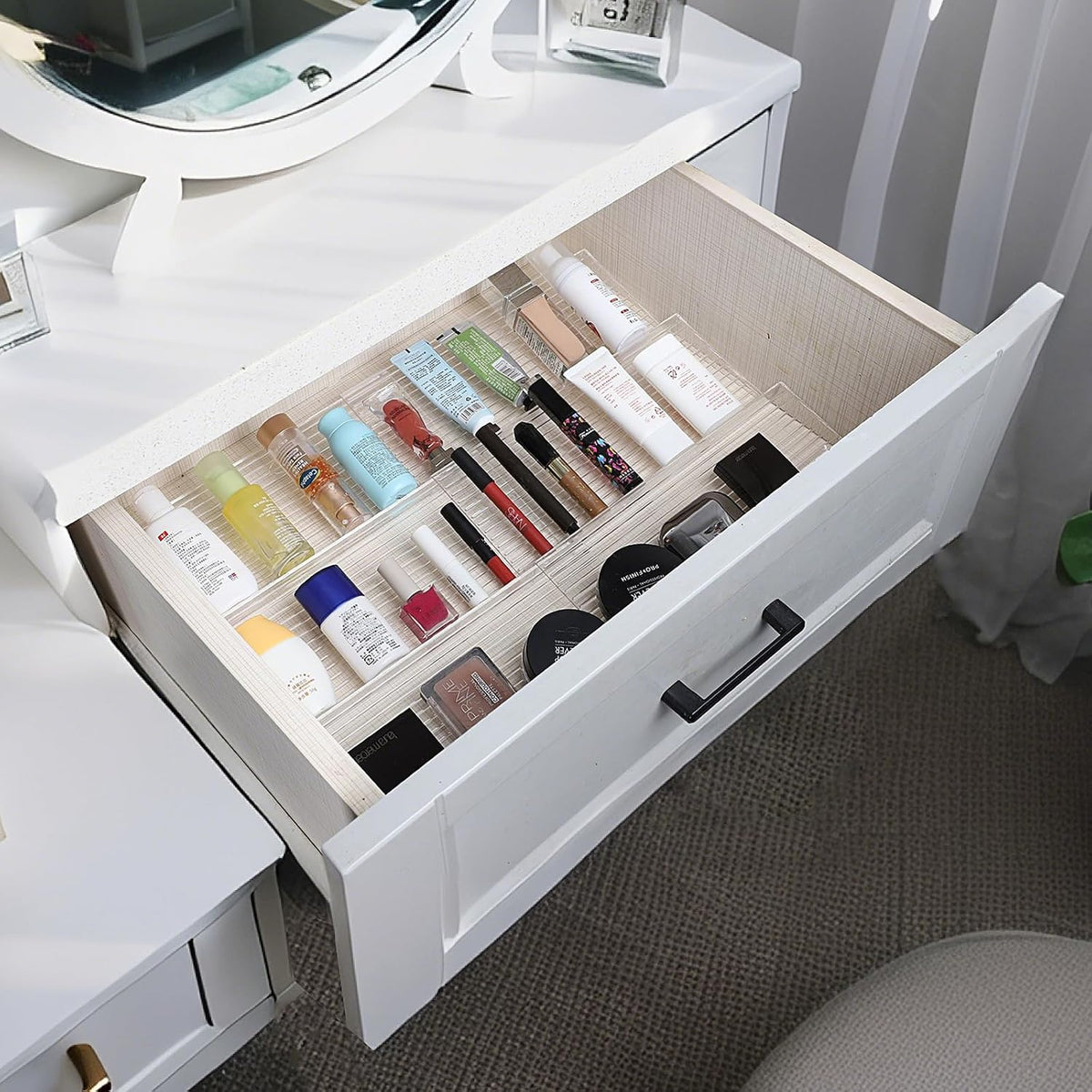 Spice Organizer for Drawer, Clear Acrylic Drawer Seasoning Organizer, Expandable From 11'' to 22'' Spice Drawer Organizer, Ideal for Kitchen Spice Organization (Jars not included)