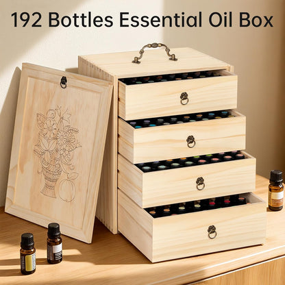 TORIBIO Essential Oil Storage Box for 60 Bottles, Wooden Essential Oils Holder Organizer Holds 5-30ml for Young Living & Doterra Bottles