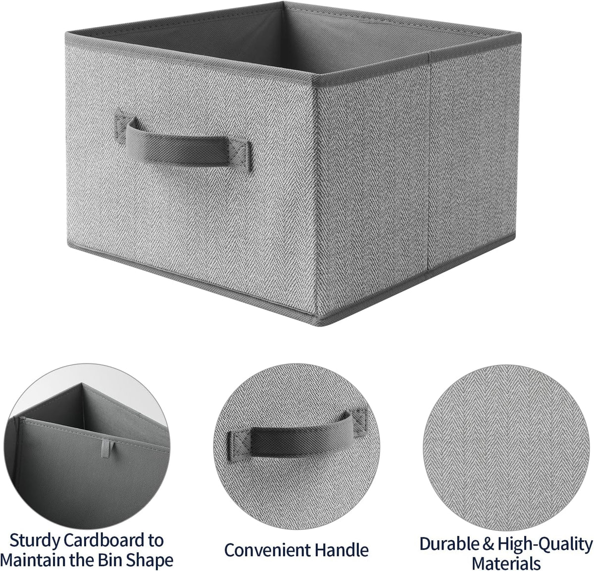 Storage Baskets, 11-Inch Woven Fabric Bins, Storage Cubes with Reinforced Handles, Organizer Bins for Closet Shelves, Foldable, for Toys, Clothes, Natural Beige (3PCS/Beige-11*11*7.8inch)