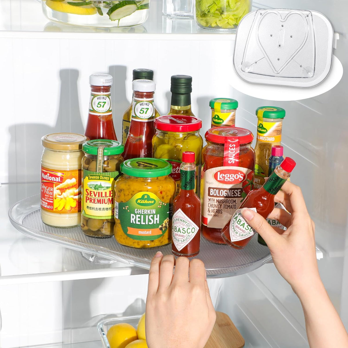 LAMU Lazy Susan Organizer 14.56''x11'' for Refrigerator Organizers and Storage Fridge Organization, Turntable Condiment Organizer for Kitchen, Table Top, Cabinet, Pantry, Countertop