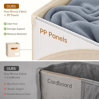Storage Cubes, 11 Inch Fabric Storage Cubes Organizer Bins with Labels, Odor-Free & Sturdy PP Structure, Cubby Baskets for Closet, Shelves, Toys & Nursery (Beige)