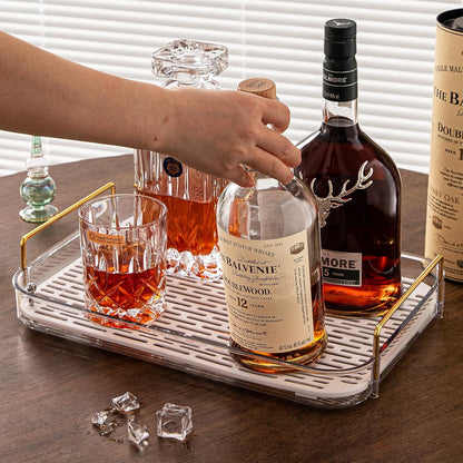 Seoneiro Whiskey Tray, Glass Cup Rack, Mug Holder, Coffee Cup Organizer, Bathroom Countertop Organizer with Drain Board Wine Glass Decorative, Food Tray, Kitchen Spice Rack