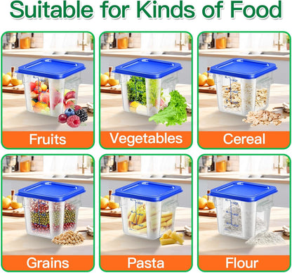 4 pcs 4qt Food Storage Containers with Lid, Square Clear Commercial Food Storage Containers with Handle and Scale for Food Storage in Home Kitchen & Dining (Green)