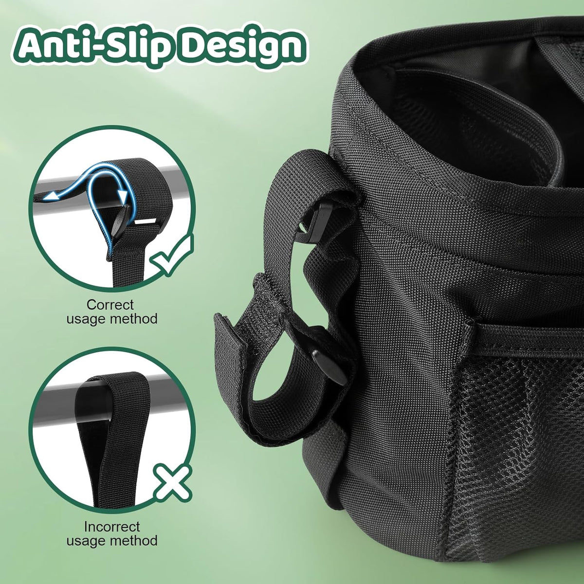 Guiseapue Universal Stroller Organizer with Cup Holder: Baby Essentials, Stroller Caddy Accessories with Detachable Phone Bag, Non-Slip Straps, Fits for Uppababy, Baby Jogger, New Moms Baby Gifts