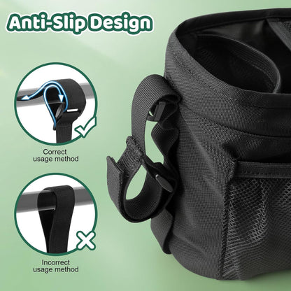 Guiseapue Universal Stroller Organizer with Cup Holder: Baby Essentials, Stroller Caddy Accessories with Detachable Phone Bag, Non-Slip Straps, Fits for Uppababy, Baby Jogger, New Moms Baby Gifts