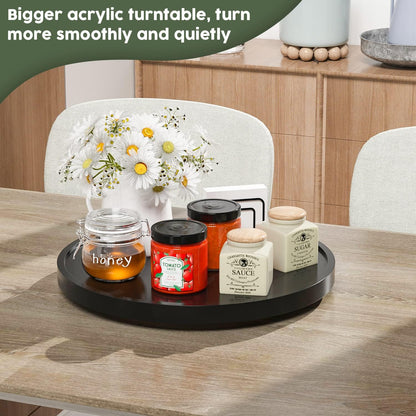Lazy Susan Organizer, 10 Inch Non-Skid Bamboo Turntable Organizer for Salt Pepper Olive Oil and Spices Next to Stove, Wooden Lazy Susan for Table or Kitchen Countertop Organizer