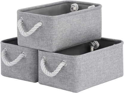 Large Storage Baskets- 15.7x11.8x8.26 inch Storage Bins for Shelves and Closet Organizing, Foldable Fabric Bin for Home Organization Clothes and Laundry (3-Pack, White&Khaki)