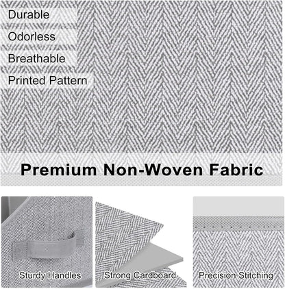WUIKE Closet Organizers and Storage, Trapezoid Storage Bins, Fabric Closet Bins with Handles, Foldable Storage Baskets for Clothes, Purse, Blanket, Herringbone Gray, Extra Large