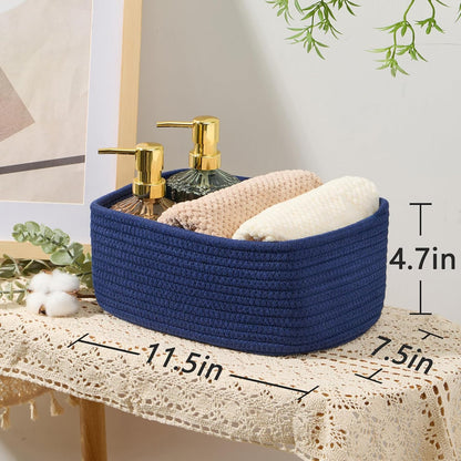 MiniArk Small Storage Baskets for Organizing | Closet Organizer Bins | Shelf Toy Basket | Woven Rope Baskets | Cube Decorative Box | Shallow Basket | L11.5xW7.5xH4.7| Brown