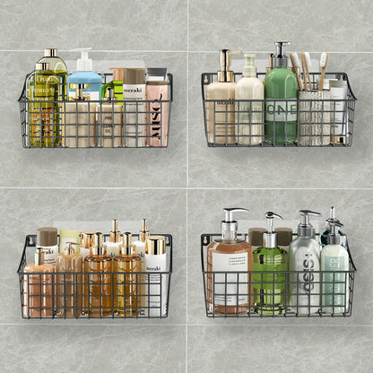 Sonyabecca 6 Pack Hanging Wall Basket for Organizing, Large Wire Basket for Storage Pantry with 5 S Hook+6 Adhesive Hook, Wall Mounted Shelf for Kitchen Bathroom