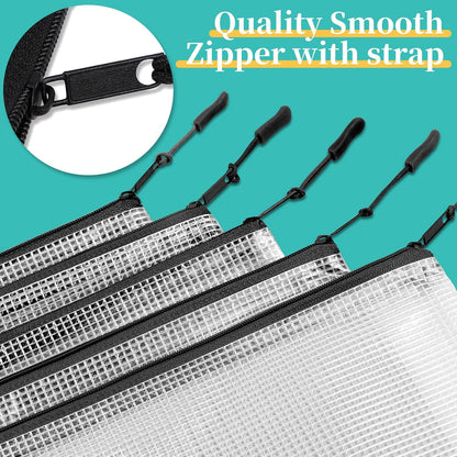 YOPCDJ 24pcs Mesh Zipper Pouch File Bags Puzzle Storage Bags, A3 17x12 Inches Large Reusable Zipper Pouches for Organizing Classroom Board Game Organization