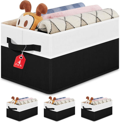Closet Storage Bins, Large Closet Organizer Baskets with Divider & Handles,Trapezoid Fabric Shelf Organizers, Collapsible Storage Cubes for Clothes, Towels, Toys - Beige