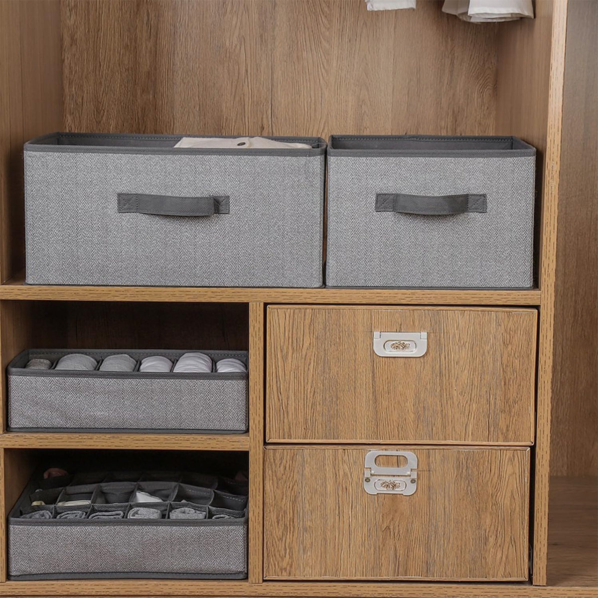Storage Baskets, 11-Inch Woven Fabric Bins, Storage Cubes with Reinforced Handles, Organizer Bins for Closet Shelves, Foldable, for Toys, Clothes, Natural Beige (3PCS/Beige-11*11*7.8inch)