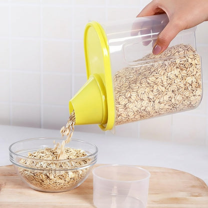 Basicwise 2.5 Liters Set of 3 Large Airtight Food Storage Containers with Pouring Spout and Measuring Cup Lid for Flour Sugar Cereal Rice Pantry Staples & Baking Ingredients in Green Pink and Yellow