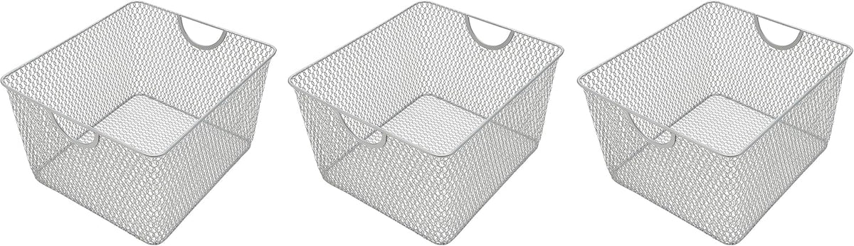 YBM HOME Kitchen Pantry Organizer Wire Baskets for Shelves, Cabinets, Pantry, Countertop, Mesh Open Storage Bin Metal Basket for Organizing Food Supplies, 3 Pack, 12.1x7.8x5.8