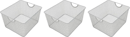 YBM HOME Kitchen Pantry Organizer Wire Baskets for Shelves, Cabinets, Pantry, Countertop, Mesh Open Storage Bin Metal Basket for Organizing Food Supplies, 3 Pack, 12.1x7.8x5.8