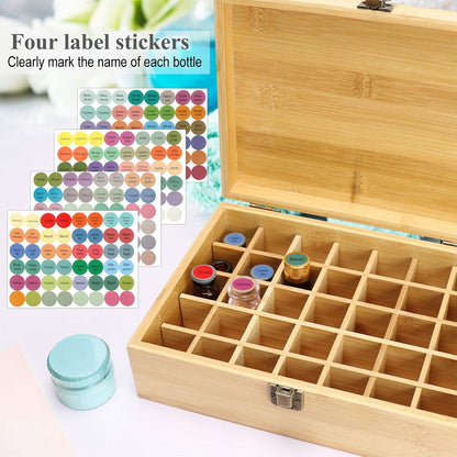 Pure Vie Essential Oil Bamboo Storage Box Travel Display Presentation, Holds 26 Bottles for 5, 10, 15ml - Aromatherapy Organizer Nail Polish Fragrance Container - Keep Your Oils Safe & Space Saver
