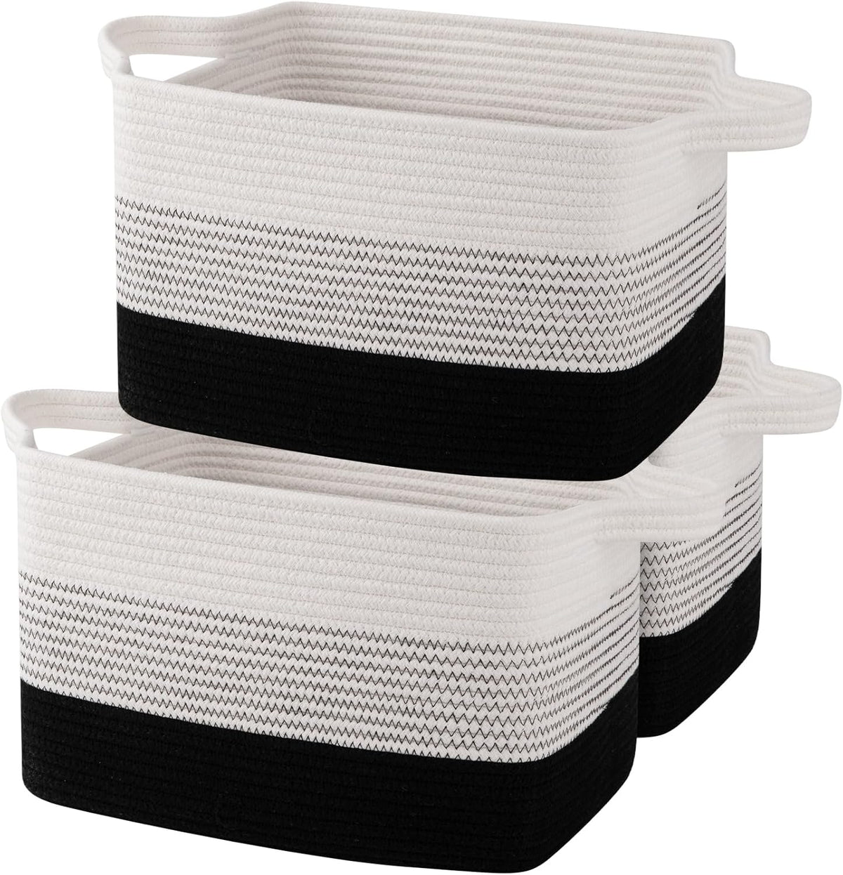 OIAHOMY Storage Basket, Woven Baskets for Storage, Cotton Rope Basket for toys,Towel Baskets for Bathroom - Pack of 3, Gradient Yellow