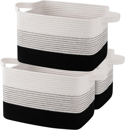 OIAHOMY Storage Basket, Woven Baskets for Storage, Cotton Rope Basket for toys,Towel Baskets for Bathroom - Pack of 3, Gradient Yellow