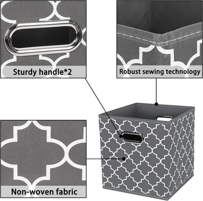 Yunkeeeper storage bins Cubes, Fabric Cube Organizer with Handle, Foldable Cube Bins for Cloth or Accessary Storage, 11x11x11, Set of 3,(Gray)