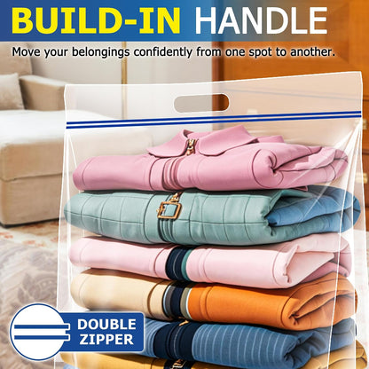 25 Gallon Jumbo Storage Bags, 3.5 Mil Thick Clear Plastic Zipper Bags with Handles, 35" x 24" Extra Large XL Heavy Duty for Home, Travel, and Moving (5 Packs)