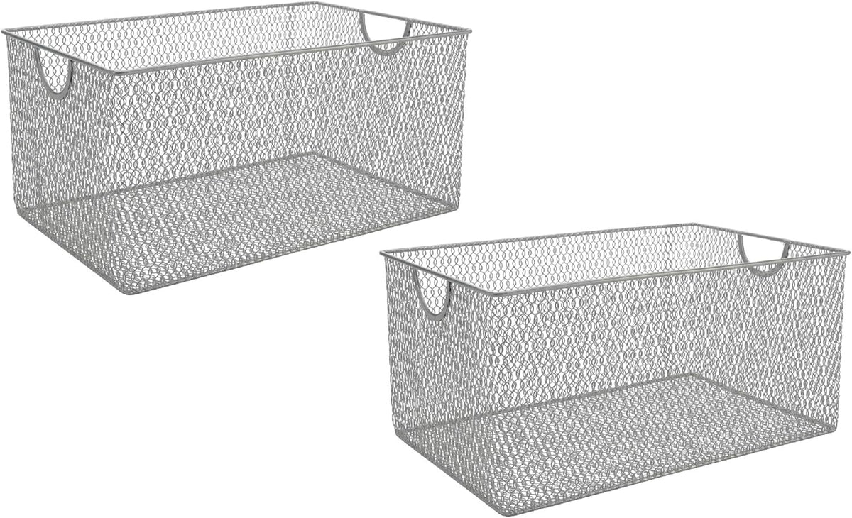 YBM HOME Kitchen Pantry Organizer Wire Baskets for Shelves, Cabinets, Pantry, Countertop, Mesh Open Storage Bin Metal Basket for Organizing Food Supplies, 3 Pack, 12.1x7.8x5.8
