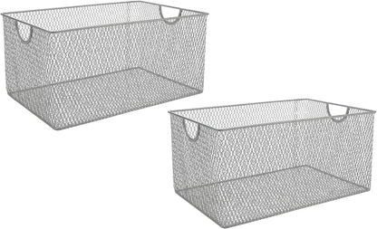 YBM HOME Kitchen Pantry Organizer Wire Baskets for Shelves, Cabinets, Pantry, Countertop, Mesh Open Storage Bin Metal Basket for Organizing Food Supplies, 3 Pack, 12.1x7.8x5.8