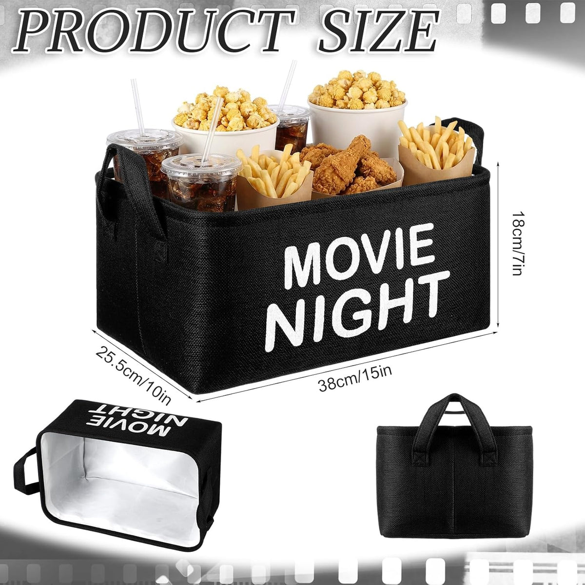 Snack Bar Organizer Basket, Burlap Fabric Snack Storage Holder with Waterproof Lining & Handles, Collapsible Bar Station Organizer Bin for Kitchen Pantry Cabinet Home Movie Night Party